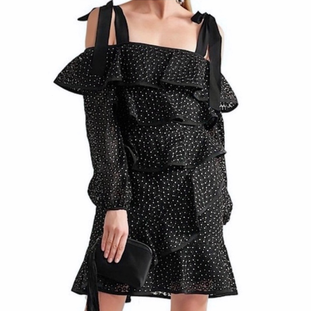 Rebecca Vallance Tiered Ruffle Lace Dress